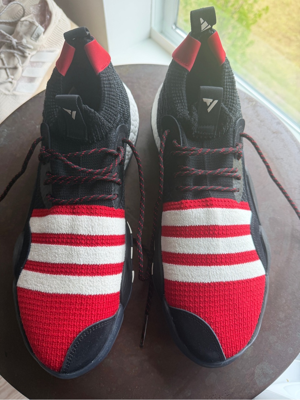 adidas Men's Knit Athletic Sneakers - Black, Red & White